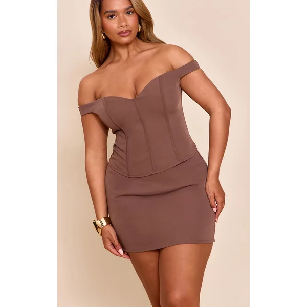 Shape Taupe High Waisted Woven Mini Skirt