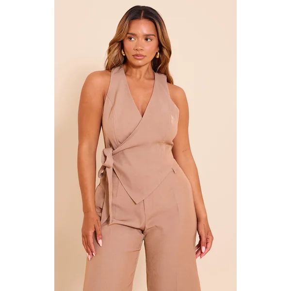 Shape Taupe Tailored Tie Side Vest