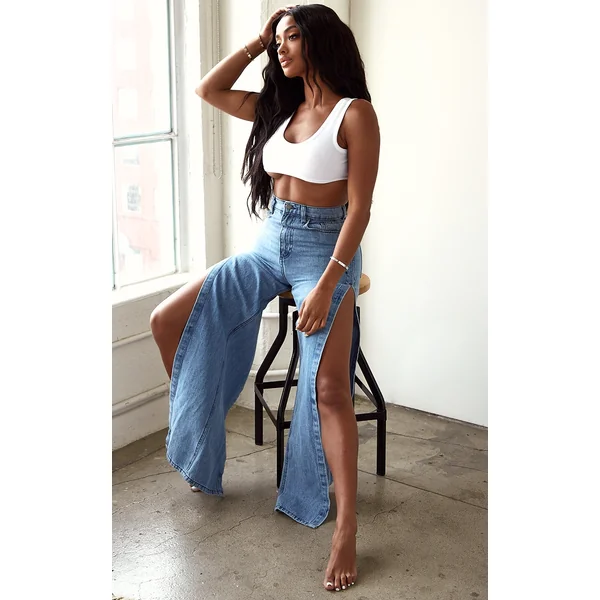 Shape Vintage Wash Extreme Split Detail Jeans