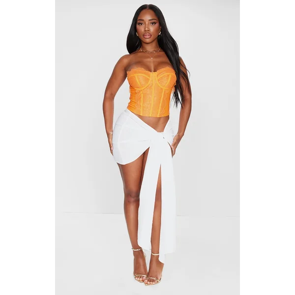 Shape White Crinkle Tie Mini Skirt