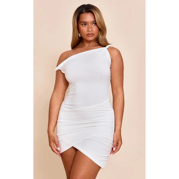Shape White Off Shoulder Wrap Front Mini Dress