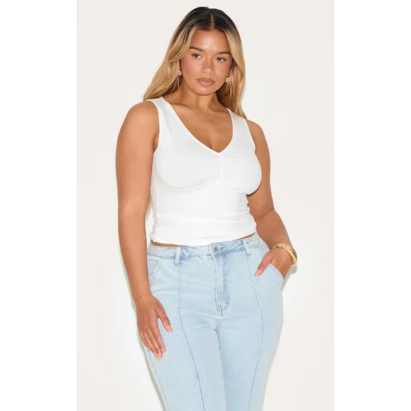 Shape White Sculpt Ruched Bust Sleevless Top