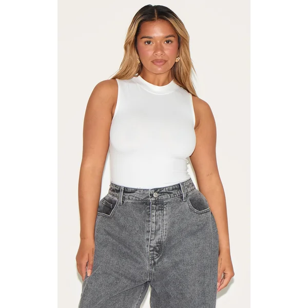 Shape White Sculpted High Neck Bodysuit