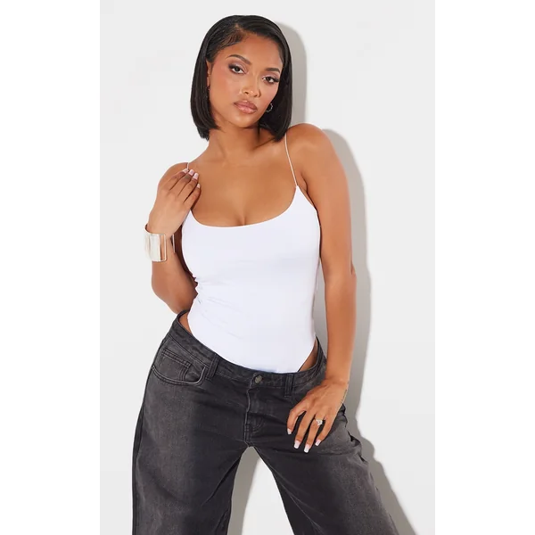 Shape White Slinky Spaghetti Strap Bodysuit