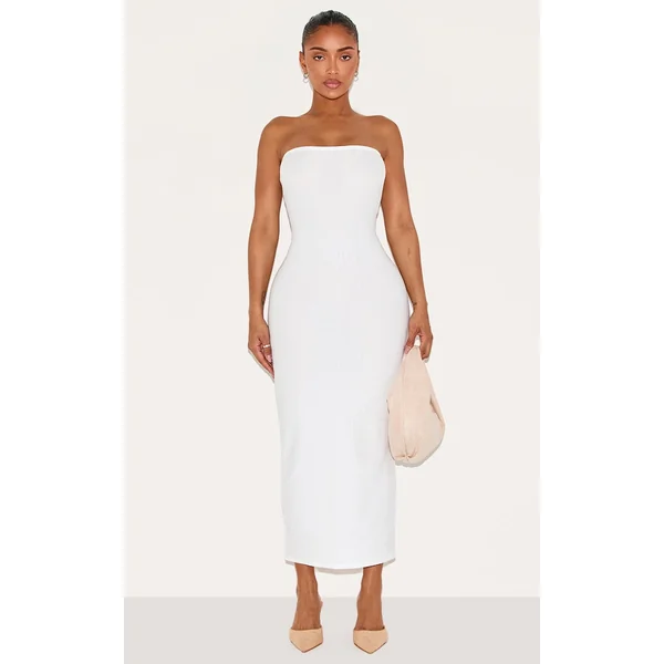 Shape White Textured Bandeau Midaxi Dress