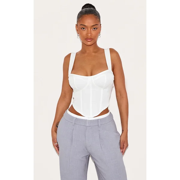 Shape White Woven Corset Crop Top