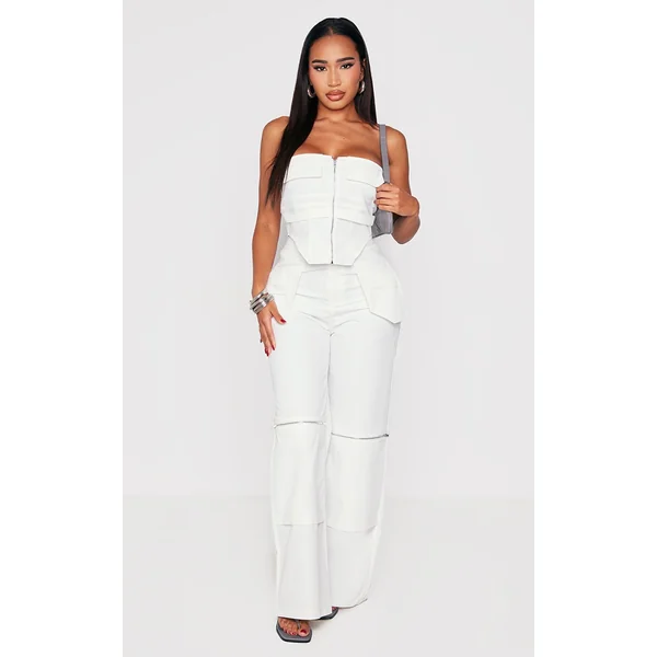 Shape White Woven Zip Detail Pants