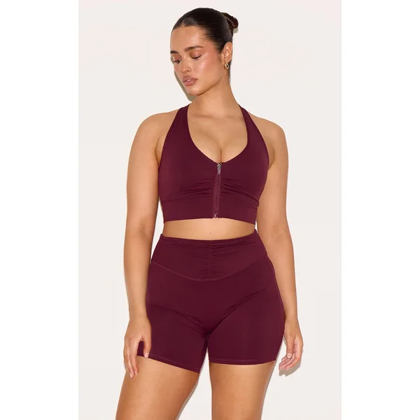 Shape Wine Active Ruched Zip Front Cupped Sports Bra