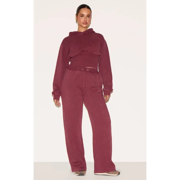 Shape Wine Sweat Seam Detail Wide Leg Sweatpants