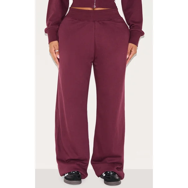 Shape Wine Waistband Detail Wide Leg Sweatpants