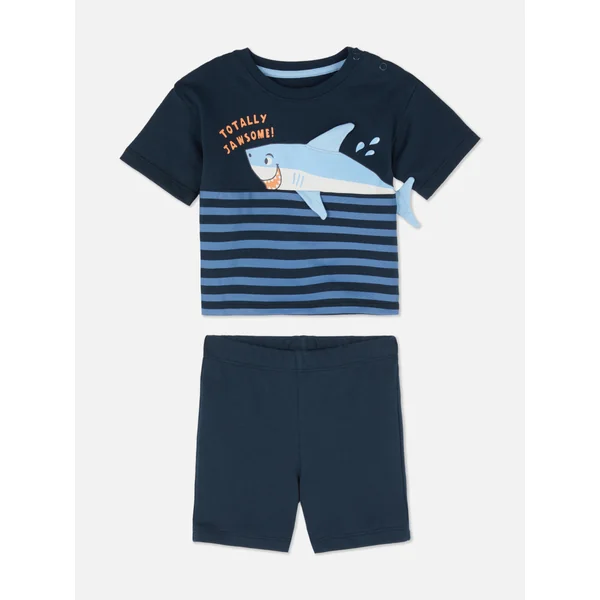 Shark T-Shirt and Shorts - Navy
