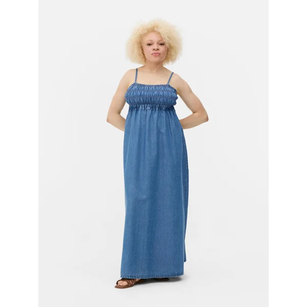 Shirred Bust Maxi Dress - Indigo