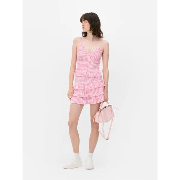 Shirred Mini Skirt - Pink