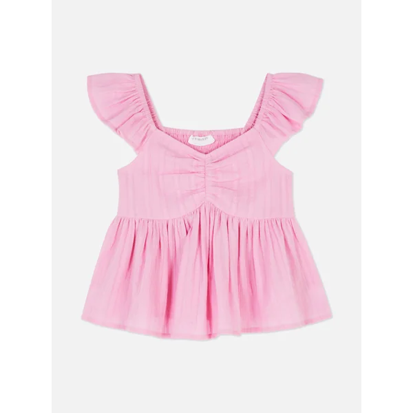 Shirred Ruffle Blouse - Pink