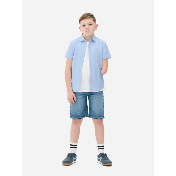 Short Sleeve Oxford Shirt - Blue