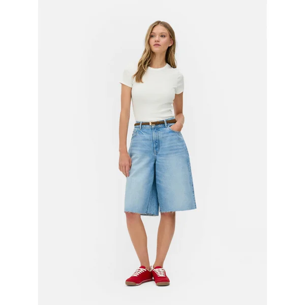 Short Sleeve Ribbed Tee - White