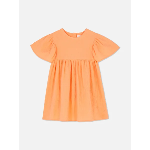 Short Sleeve Smock Dress - Orange