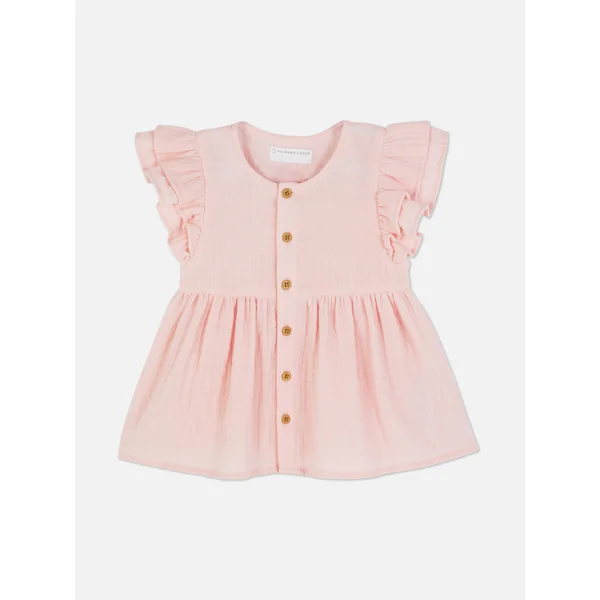 Short Sleeve Voile Blouse - Pink