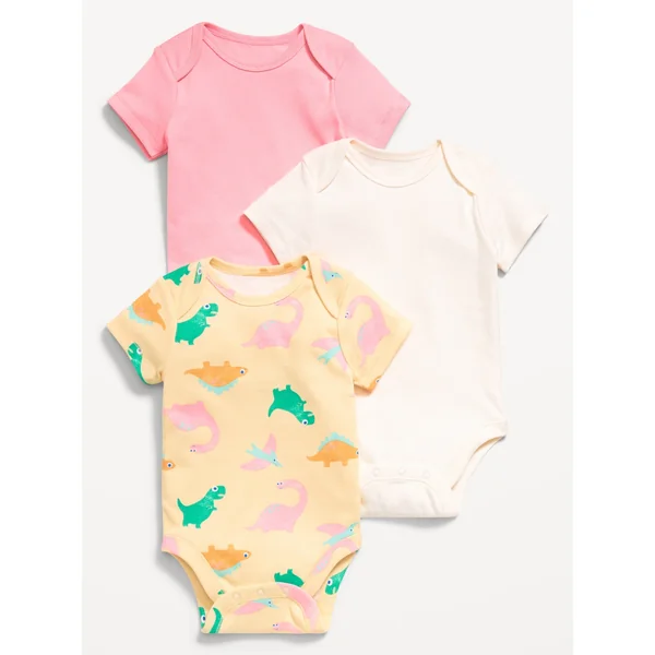 Short-Sleeve Bodysuit 3-Pack for Baby - Dino