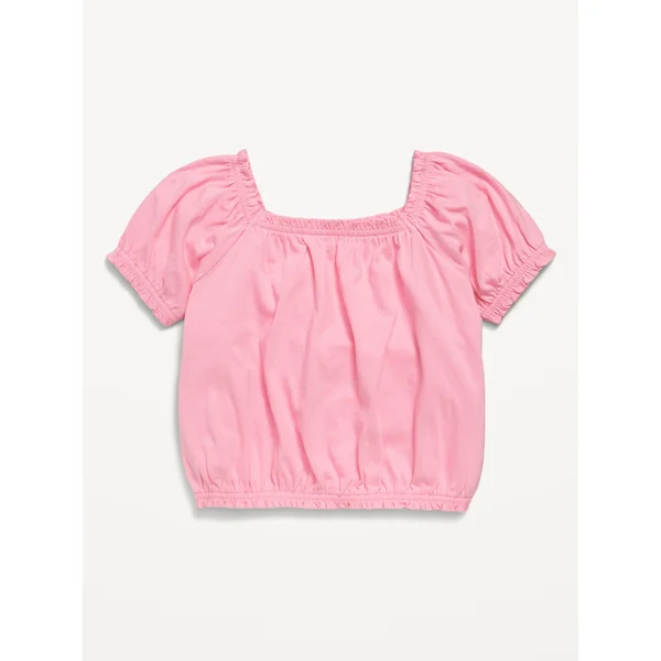 Short-Sleeve Bubble Top for Toddler Girls - Anemone Pink
