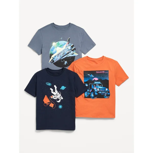Short-Sleeve Graphic T-Shirt 3-Pack for Boys - Outer Space