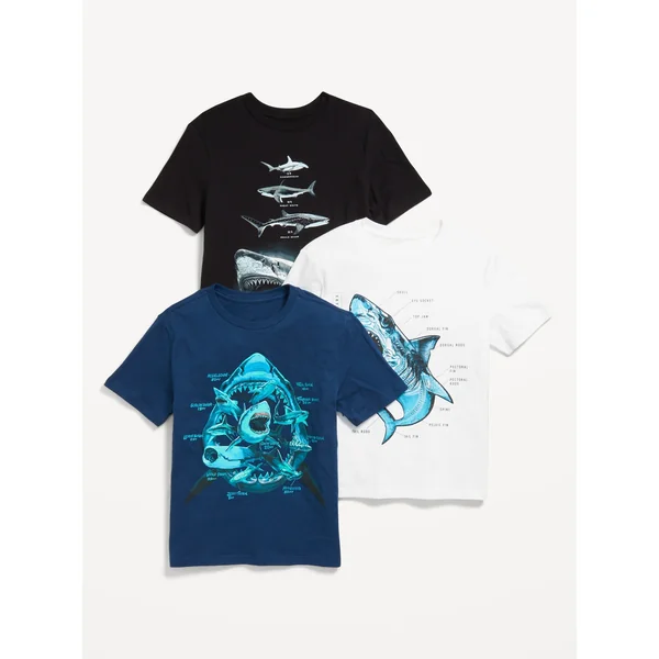 Short-Sleeve Graphic T-Shirt 3-Pack for Boys - Sharks