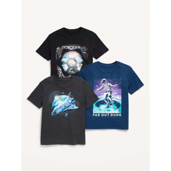 Short-Sleeve Graphic T-Shirt 3-Pack for Boys - Space