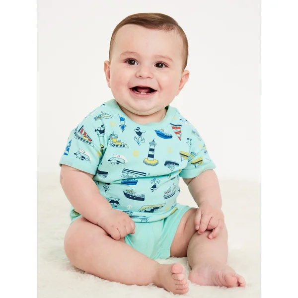 Short-Sleeve Graphic T-Shirt and Shorts Set for Baby - Aquaverde