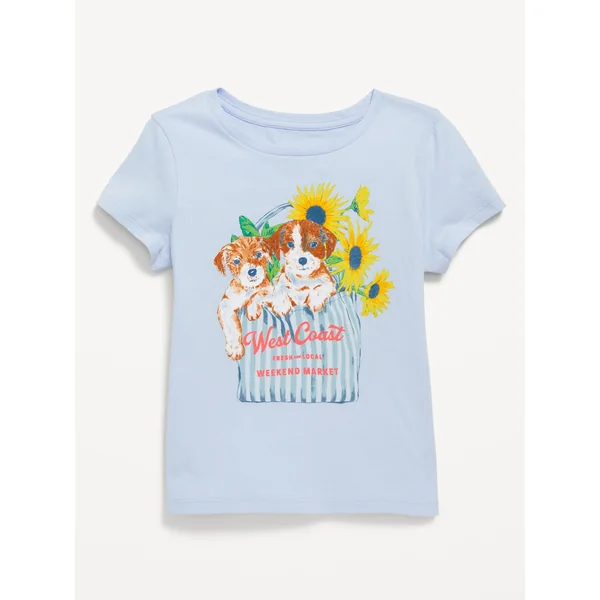 Short-Sleeve Graphic T-Shirt for Girls - Cashmere Blue