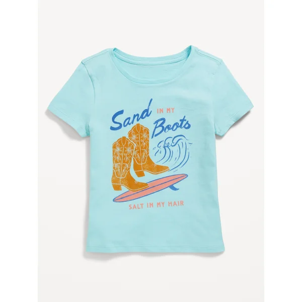Short-Sleeve Graphic T-Shirt for Girls - Ceramic Blue