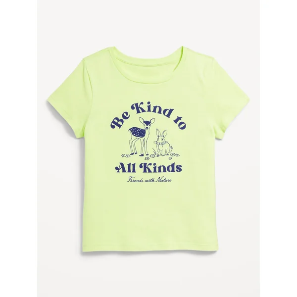 Short-Sleeve Graphic T-Shirt for Girls - Pale Citron