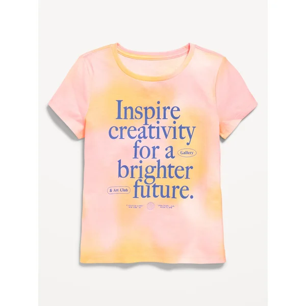 Short-Sleeve Graphic T-Shirt for Girls - Pink Ombré