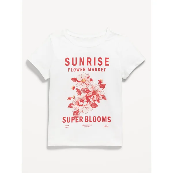 Short-Sleeve Graphic T-Shirt for Girls - White Lilies