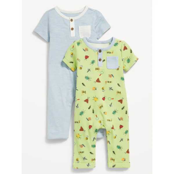 Short-Sleeve Henley Pocket One-Piece 2-Pack for Baby - Coastal Highway