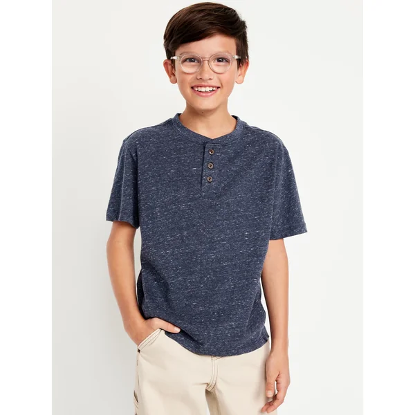 Short-Sleeve Henley T-Shirt for Boys - Navy Heather
