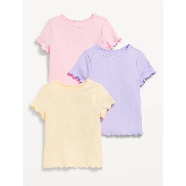 Short-Sleeve Lettuce-Edge T-Shirt 3-Pack for Toddler Girls - Multi Pack