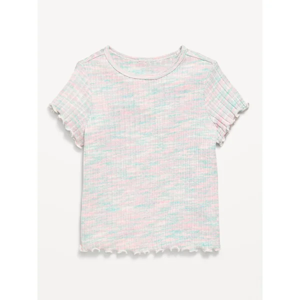 Short-Sleeve Lettuce-Edge T-Shirt for Toddler Girls - Cool Space Dye