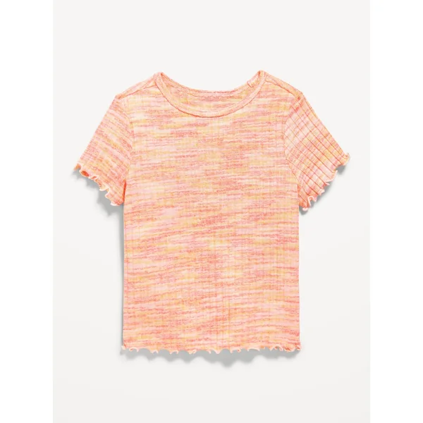 Short-Sleeve Lettuce-Edge T-Shirt for Toddler Girls - Warm Space Dye