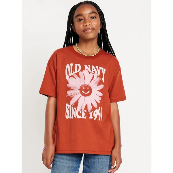 Short-Sleeve Logo-Graphic T-Shirt for Girls - Bronzed Amber