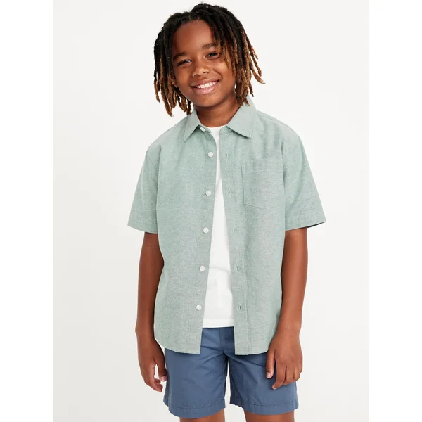 Short-Sleeve Oxford Shirt for Boys - Swaying Palm