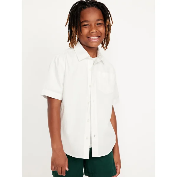 Short-Sleeve Oxford Shirt for Boys - White Lilies