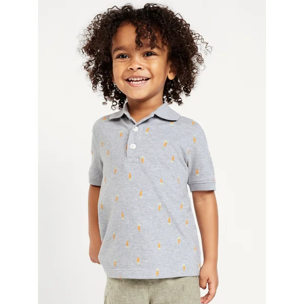Short-Sleeve Pique Polo Shirt for Toddler Boys - Carrot