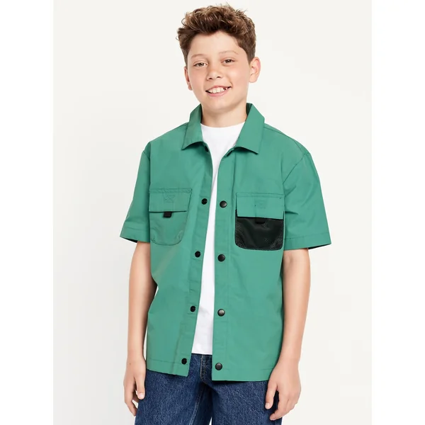 Short-Sleeve Ripstop Pocket Shirt for Boys - Swaying Palm