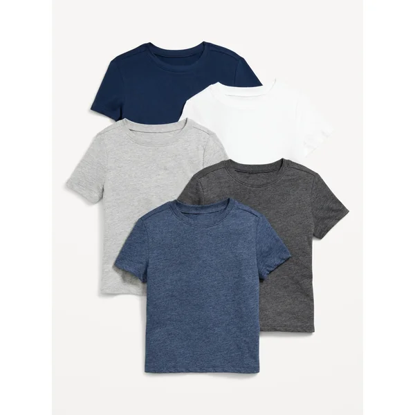 Short-Sleeve Solid T-Shirt 5-Pack for Toddler Boys - Neutral
