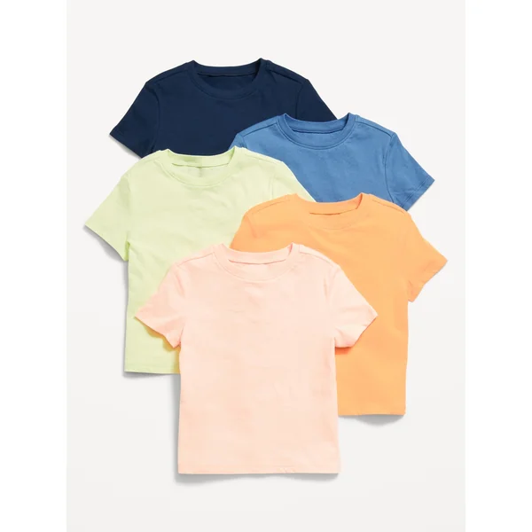 Short-Sleeve Solid T-Shirt 5-Pack for Toddler Boys - Rainbow