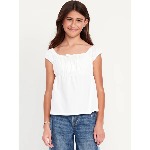 Short-Sleeve Top for Girls - White Lilies