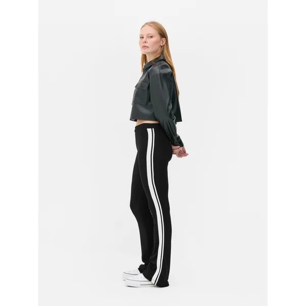 Side Stripe Flared Joggers - Black