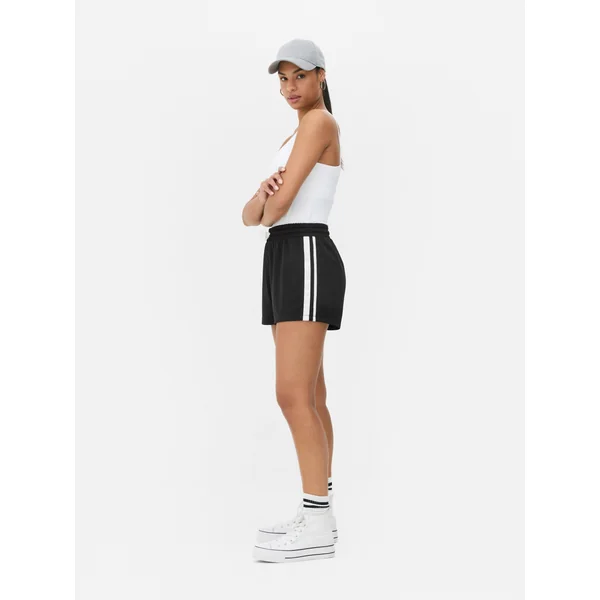 Side Stripe Sports Shorts - Black