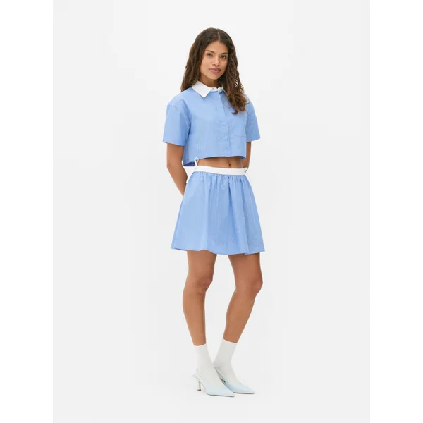 Side Tie Mini Skirt - Blue