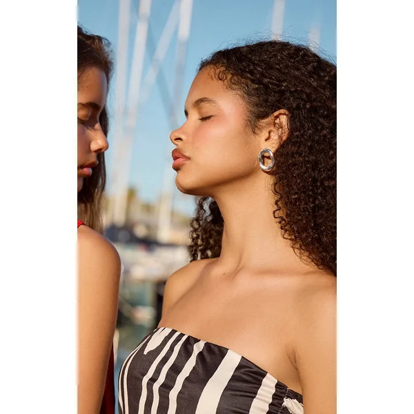 Silver Abstract Circular Stud Earrings